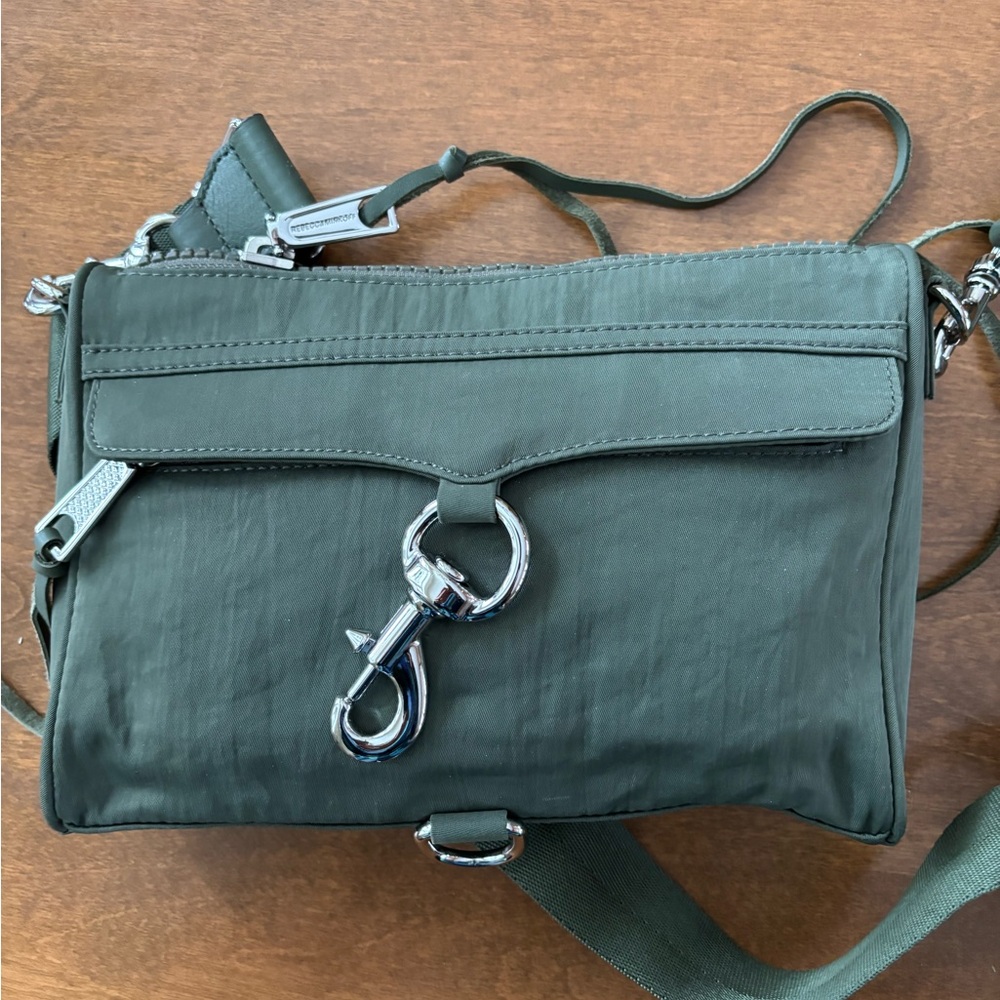 Rebecca Minkoff Olive Green Crossbody Bag with Silver Accents